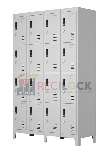 Lockers Metálicos: 4 Cuerpos y 16 Puertas