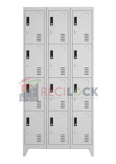Lockers Metálicos: 3 Cuerpos y 12 Puertas