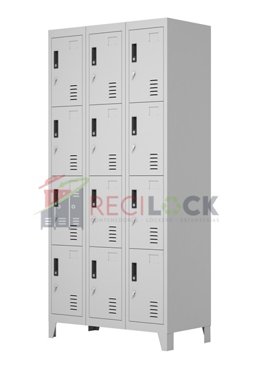 Lockers Metálicos: 3 Cuerpos y 12 Puertas