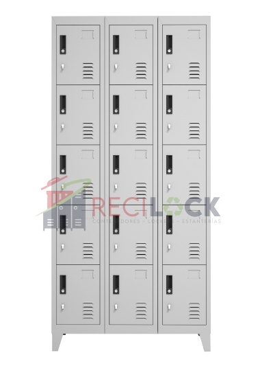 Lockers Metálicos: 3 Cuerpos y 15 Puertas